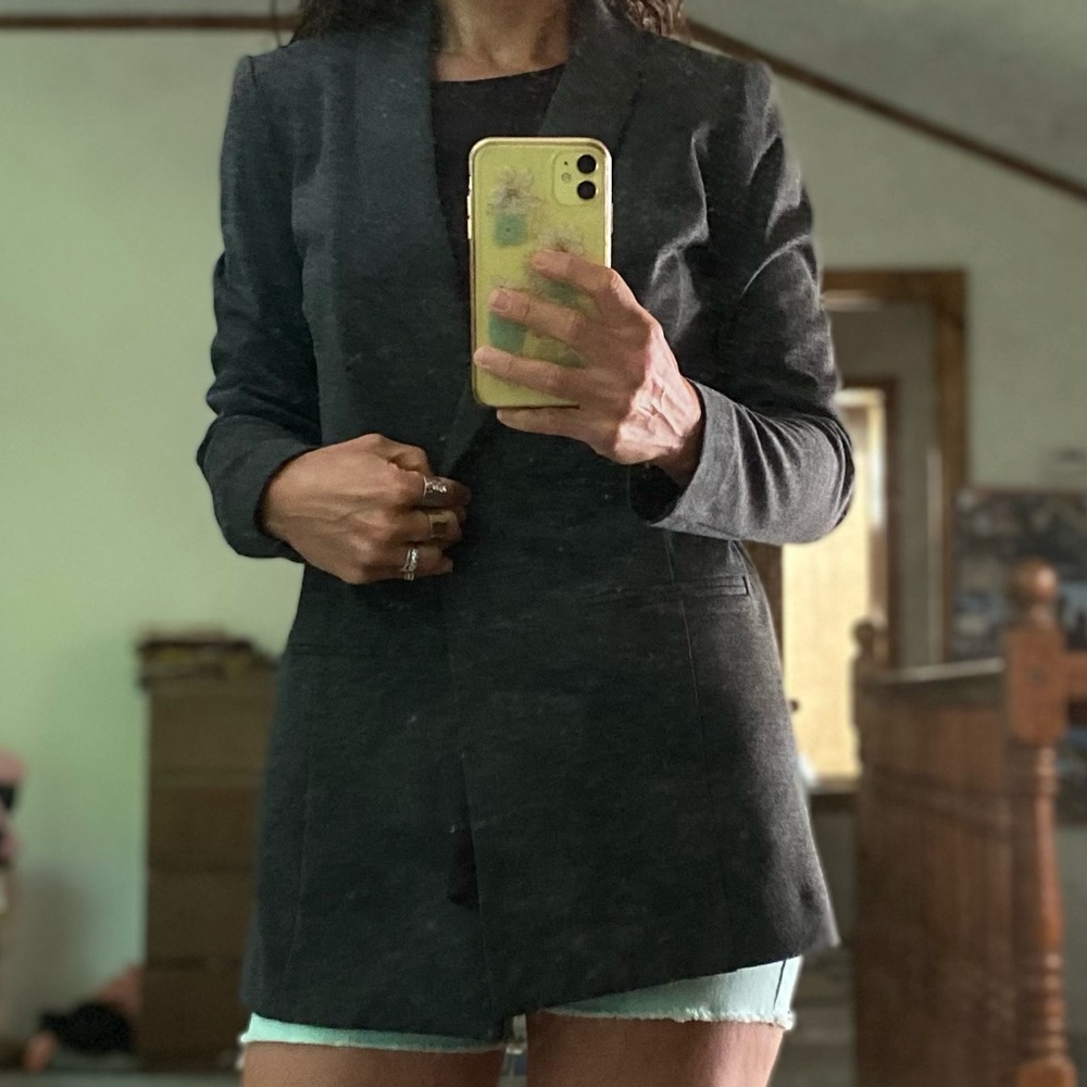 Tunic length cotton grey blazer NWT!
